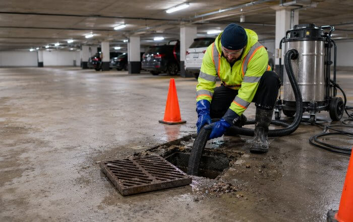 Maintenance work in a parking garage
